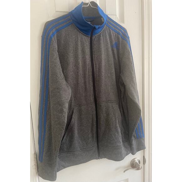 adidas Gray and Blue Men's Jacket - Picture 4 of 10